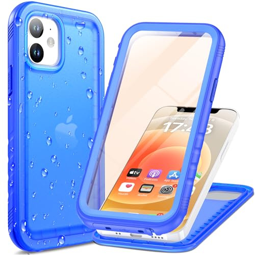 Cozycase Top 360 Vattentätt Stöttåligt Skal för iPhone 12/12 Pro, Blå | Militär Fodral Waterproof Shockproof Rugged Full Body Case med Full Skärm Kamera Skydd Skärmskydd Kameraskydd Mobilskal