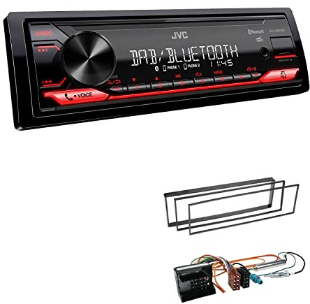JVC KD-X282DBT 1-DIN Digital Autoradio DAB+ Bluetooth USB Einbauset passend für Citroen C2 2003-2009 schwarz