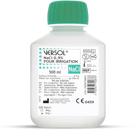Versol Nacl 0.9% Sérum Phy irrigation 500 ml Bouteille Plastique