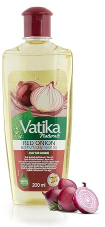 Vatika Naturals Huile capillaire à l'oignon rouge 200 ml | Pour anti-chute | Enrichie en huile de romarin et d'olive I Extrait d'huile 100% naturelle | Renforce les cheveux de la racine aux pointes