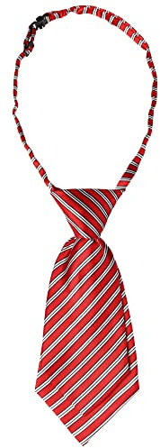 Elerevyo Cravatta carina uniforme, nodo pre-legato, a righe colorate, cravatte corte da donna per la scuola casual, rosso bianco, Etichettalia unica