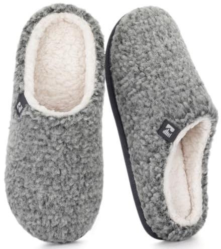 RockDove Women's Plush Retreat Sherpa Fleece Clog Slipper, Size 7-8 US Women, Light Grey