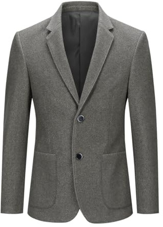 Allthemen Mens Tweed Check Blazer Herringbone 2 Buttons Slim Fit Suit Jacket Wool Blazer Jackets #1205 Green L