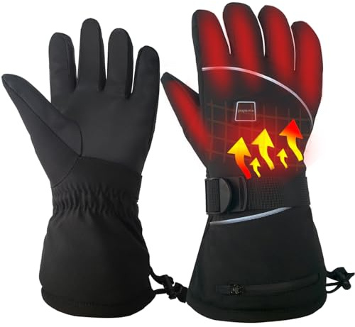 LPCRILLY Beheizte Handschuhe für Damen und Herren, wasserdicht, für Ski- und Motorradsport im Winter Beheizte Handschuhe mit Touchscreen, Batteriehandschuhe, elektrisch wiederaufladba (L)