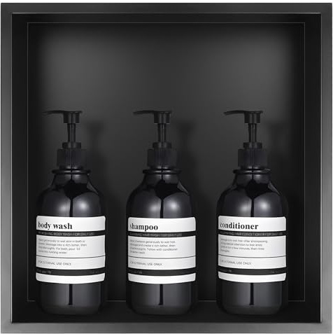 DBREAKS Nicchia Doccia Incasso 32 x 32 x 8,5 cm, Nicchia per Doccia, Nicchie Bagno Singolo Strato, Ripiano Nicchia Mensole Bagno, per Bagnoschiuma Shampoo Articoli Toeletta (Nero)