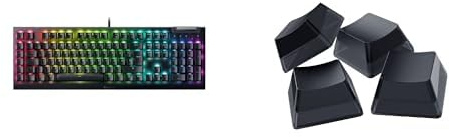 Razer BlackWidow V4 X (Green Switch) + Phantom Tastenkappen-Set - Mechanische Gaming-Tastatur Snap Tap (Mechanische Green Switches, 6 Makro-Tasten, RGB Chroma) QWERTZ DE-Layout | Schwarz