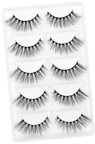 SHERCHPRY 5 paires Faux Cils Épais Noirs Naturels et Cils Artificiels Bouclés pour Maquillage Femme et Fille Extension Professionnelle