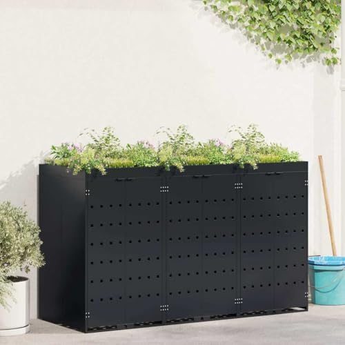 Générique Rangement de Poubelle à roulettes pour 3 poubelles Noir,Maison & Jardin,Produits ménagers,Accessoires pour conteneurs à déchets,Cache-conteneurs à déchets,Noir,72.2 KG,3394739