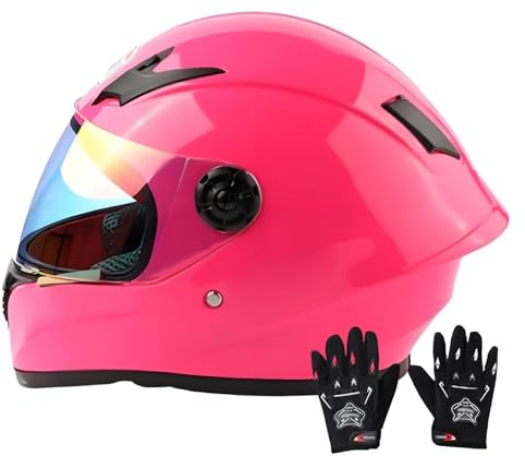 Casque intégral de moto pour enfants de 3 à 13 ans, homologué ECE, avec visière, pour moto tout-terrain, quad et karting, et scooter électrique pour garçons et filles. 15,L/(51~52cm)