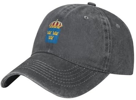 Unisex enkel keps – Sveriges nationella emblem tryck baseballkeps justerbar vintage hatt bomull sliten bas solhatt för män kvinnor utomhus golf tennis shopping