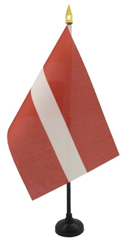 AZ FLAG Bordsflagga Lettland 15x10 cm Lettisk 100D Polyester Plastfot