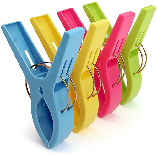 igadgitz home U6815 Beach Towel Clips Plastic Hanging Pegs Multipurpose Quilt Clips for Laundry, Sunbed, Pool Lounger, Clothes etc - Pack of 4