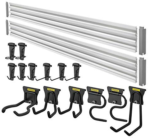Stanley Trackwalls Set (20-teilig, praktisches Schienensystem für die Werkstatt, Garage, Hobbyraum, einfache Montage, Tragekapazität pro Schiene: 35 kg) STST22000-1 Mehrfarbig