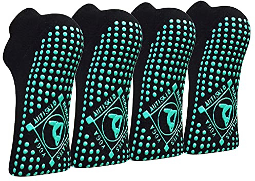 HYCLES Calzini da yoga antiscivolo 41-43 per donna, pilates, yoga, bar, danza, danza, trampolino, Nero x 4., 35-40