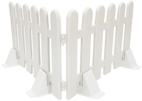 DOITOOL 2PCS Plastic Garden Edging Fence White Garden Picket Fence Border with 4 Base, Decor White Picket Fence Edging for, Landscape, Pathways or Flower Bed (, 50X30CM)