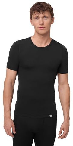 DANISH ENDURANCE Merino Shirt Herren, Kurzarm Unterhemd, Funktionsshirt, Atmungsaktiv & Temperaturregulierend, Schwarz, M