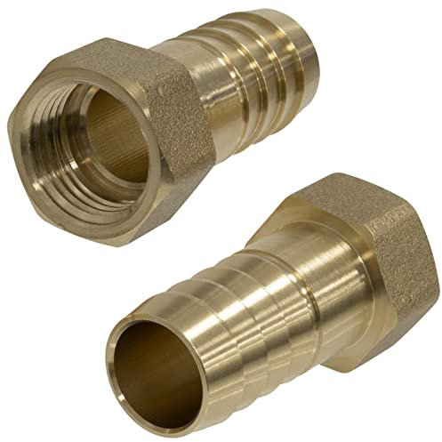 Aerzetix - C64851 - Set di 2 Raccordi Femmina scanalati 1/2 per Tubo Ø20mm - Filettatura Interna - per Chiave 25mm - Adattatore connettore Sistema Circuito irrigazione Pompa - in Ottone