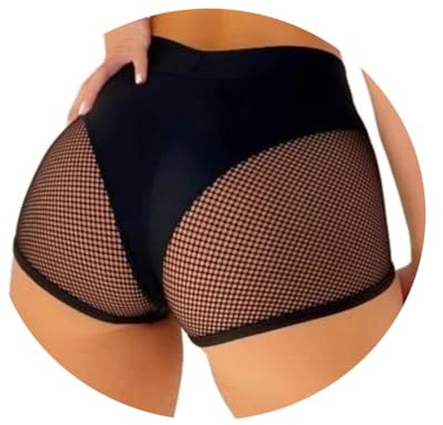 ORANDESIGNE Scrunch Butt Sportshorts Damen Push Up Booty Nahtlos Biker Yoga Fitness Gym Shorts Hohe Taille Pole Dance Rüschen Bikini Rave Cut Out Clubwear D Schwarz XL