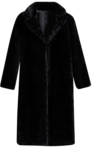 L9WEI Faux Fur Coat Long Women's Oversized Faux Fur Coat with Hood Elegant Faux Fur Coats Fur Coat Plain Fur Jacket Warm Plush Coat Loose Winter Faux Fur Coat, Y01-black, XL