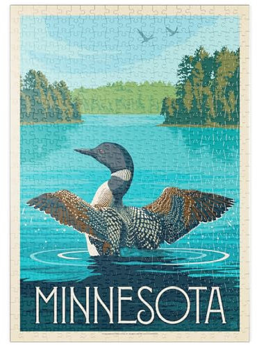MyPuzzle Minnesota: Seetaucher, Vintage Poster - Premium 500 Teile Puzzle - MyPuzzle Sonderkollektion von Anderson Design Group