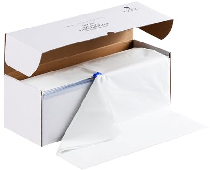 Goodluck 54 Inch X 300 Feet Plastic Table Cloths with Cutter Box, White Disposable Table Cover Roll, Plastic Tablecloth for Party, Banquet, Wedding, Birthday, Anniversary