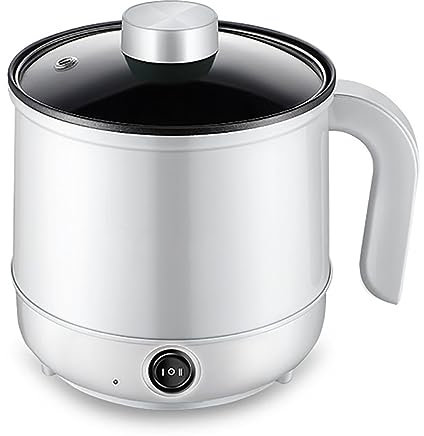 Ollas eléctricas de 1,7 L, cocina portátil de viaje, cocina eléctrica, sartén antiadherente para el hogar, olla rápida para fideos (olla blanca)