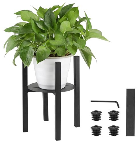 lalago Verstellbarer Pflanzenständer Blumenständer, 31cm hoch Pflanzenständer Blumentopfständer aus Metall , Blumenhocker Planzenhocker mit Tablett von 24 bis 36 cm Durchmesser für Blumentopf