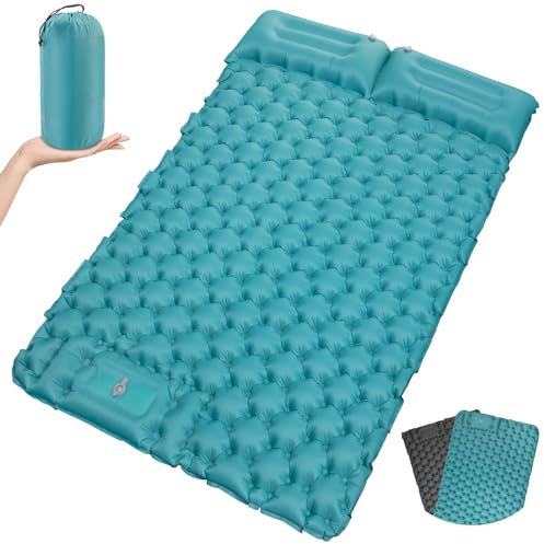Satisure Camping Isomatte Aussen Wasserdicht Selbstaufblasend Outdoor mit Fußpresse Pumpe 2 Personen, Ultraleicht Luftmatratze Outdoor, Camping Matratze, Aufblasbarer Wasserhängematte