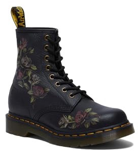 Dr. Martens Damen 1460 Decayed Roses Classic Tumbled Nappa Boots, Schwarz, 39 EU