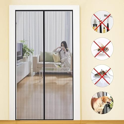 MYCARBON Mosquitera Puerta Magnetica Corredera Cortina Mosquitera Magnética para Puertas Cortina de Sala de Estar la Puerta del Balcón Puerta Corredera de Patio (75x220, Negro)