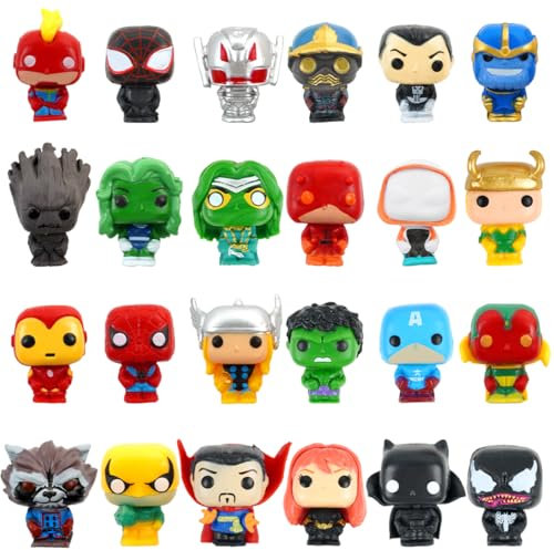 Mini Hero Figurines, 24 pièces Figurine Cake Topper de Gâteau, Figurine d'action, Jouets de Fête pour Enfants Anniversaire