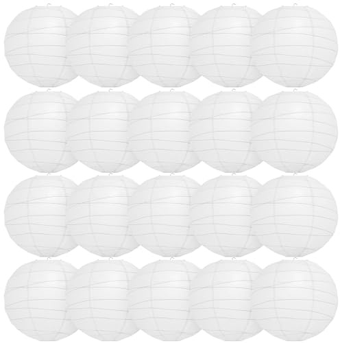Encham Lampions 20 cm, räfflad papperslykta, 20 stycken