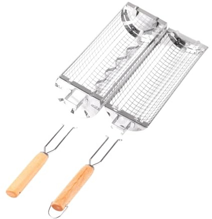 Rolling Grilling Net - Cestini per griglia per esterni | Tubo di rete per barbecue in acciaio inox, grande rotazione barbecue cestello per barbecue accessori per griglia