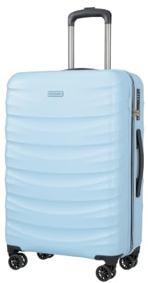 PUCCINI Polykarbonat resväska Valencia hårt skal handbagage vagn lätt resväska med tvillinghjul M-L-XL, blå, L, Medium resväska