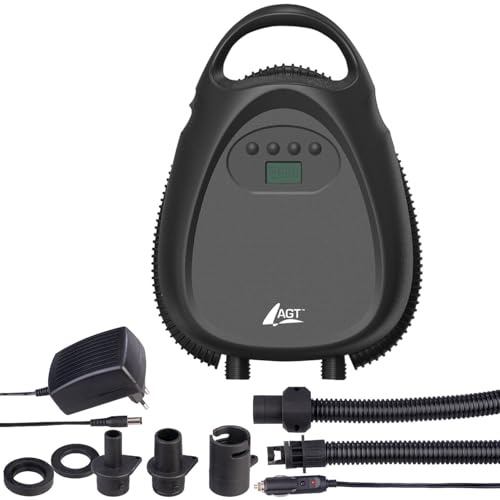AGT SUP Pumpe: Akku-Luftpumpe für SUP-Boards, 70 l/Min., 12 V, 1,38 bar/20 psi (Luft-Pumpe, für Zigarettenanzünder, Parkplatz)