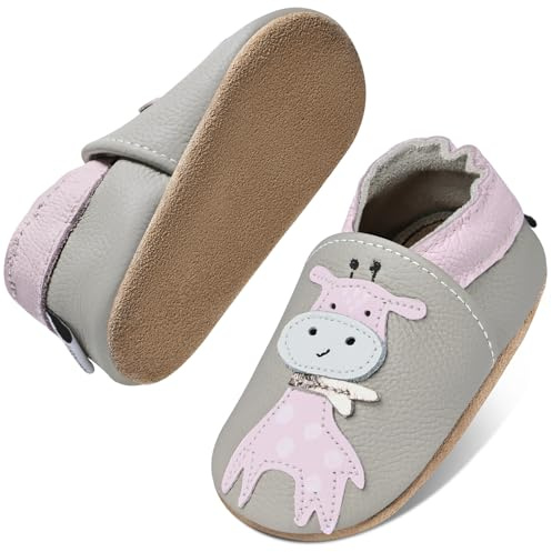 IceUnicorn - Scarpine primi passi per bambini, in morbida pelle, con suola in pelle scamosciata, per ragazzi e ragazze, 12-18 mesi