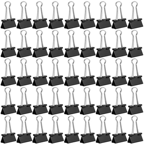 45 Pcs 25mm Bulldog Clips 25mm Binder Clipss, Mini Foldback Clips Set, Black Metal Bull Dog Clipss, Small Paper Clip Clamps for Organizing Files Money Papper Stationary, Office School Home Use