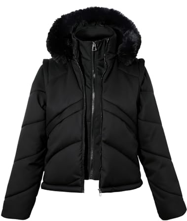 Jywmsc Chaqueta Acolchada Corta para Mujer Abrigo de Invierno con Capucha Chaleco Térmico Corto acolchado de Plumón