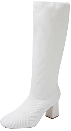Generisch Stivali sopra il ginocchio da donna Shark Boots rosa Slouchy punta punta plateau tacco lungo ginocchio alto inverno caldo moda comfort Dressy stivali al ginocchio medievale, bianco, 42 EU