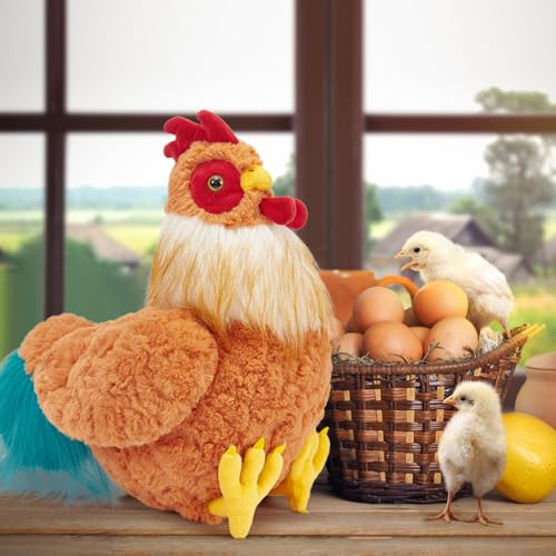 MorisMos groß Ostern Hahn Kuscheltier XXL, 45cm hoch riesen Huhn stofftier plüschtier, Kinder Ostern deko als Geburtstag Ostern Henne Geschenk für Baby mädchen