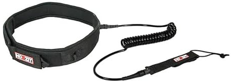 Howzit - Cintura Leash Wingfoil Coil 8'0, diametro 7 mm, cintura imbottita in neoprene comfort, doppio girello INOX 360°, ideale per Wing, Sup Foil e Surf Foil, nero