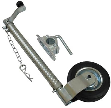 Secure Fix Direct Heavy Duty Caravan Jockey Wheel & Clamp 48MM (Ribbed Trailer Metal Rim Wind Up Handle)