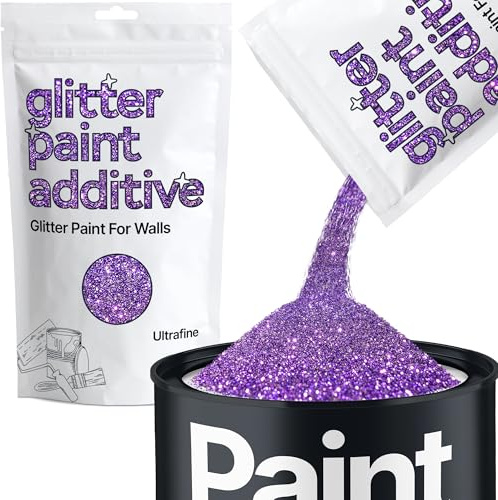 Hemway Purple Glitter Paint Additive Ultrafine 100g for Adding Sparkle | for Paints & Varnish | Paint Walls Sparkly Add to Emulsion, Acrylic or Lacquer Indoor
