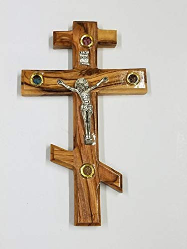 Bethlehem Gifts TM Handcarved from Bethlehem Olive Wood Cross Crucifix (Russian Orthodox Crucifix, 10)