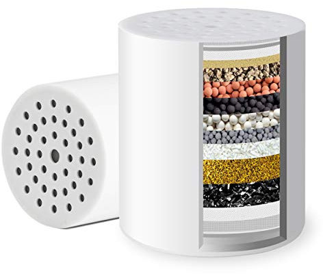 iSpring FSF2 Cartucho de Repuesto para Filtro de Ducha - 33 Etapas con 18 Medios de Filtro, Elimina Cloro, Metales Pesados, Sedimentos, Mejora la Piel y el Cabello, Compatible con SF2S