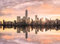 Livingwalls Fototapete Designwalls Vliestapete Skyline New York Tapete Stadt in Braun, Creme, Gelb, Orange, Rosa, Taupe 350 x 255 cm XXL Wandtapete Wandbild 118680