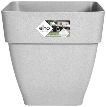 elho Vibia Campana Square 37 - Flower Pot for Outdoor - Ø 36.4 x H 35.6 cm - Grey/Living Concrete