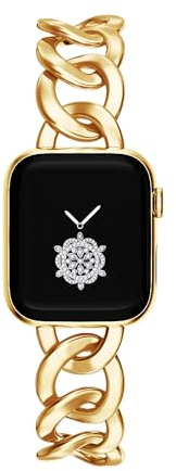 38/40/41/mm 42/44/45 mm kvinnor guld klassiskt kedja smartwatch band kompatibel med Apple Watch serie Band 9/8/7/SE/6/5 snygg ersättningsrem för Iwatch 9 present till henne, 38/40/41mm, Metall