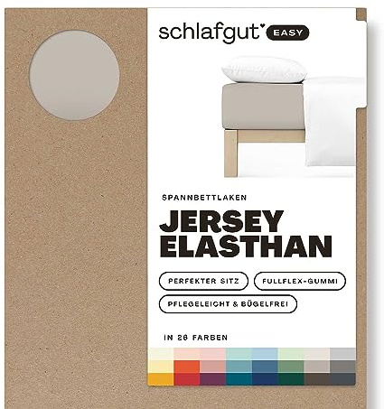 Schlafgut Easy Jersey Elasthan Spannbettlaken 90x190 bis 100x220 Sand Mid, Spannbetttuch aus superweicher Baumwolle mit Elasthan
