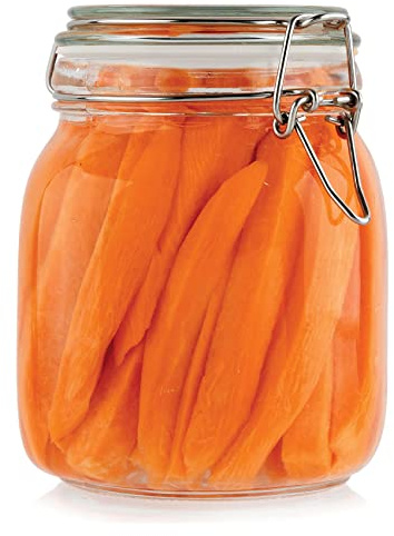 Galashield Glass Jars with Airtight Lids Food Storage Jars Leak Proof Canisters with Clear Preserving Seal Wire Clip Fastening for Kitchen Canning Pickling [32 oz]